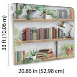 Veer Decor Industrial Book Nook Grey Wallpaper 8196-AK2