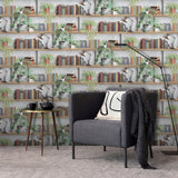 Veer Decor Industrial Book Nook Grey Wallpaper 8196-AK2