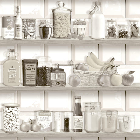 Veer Decor Kitchen Shelf Stories Sepia Wallpaper 8196-AO1