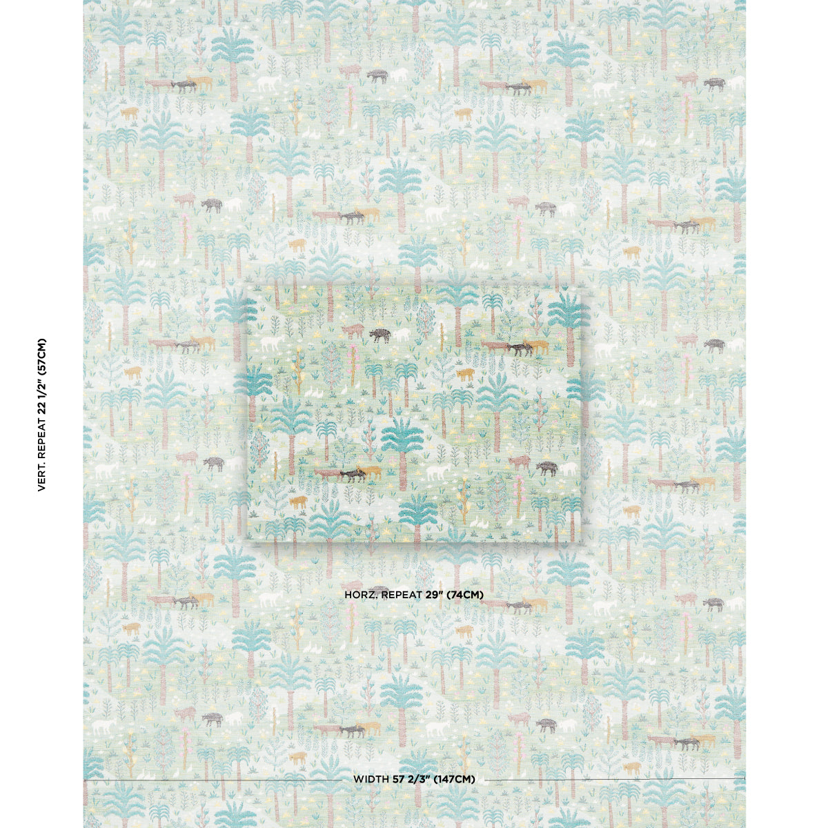 Schumacher Las Colinas Scenic Tapestry Green Fabric - Eade's Wallpaper