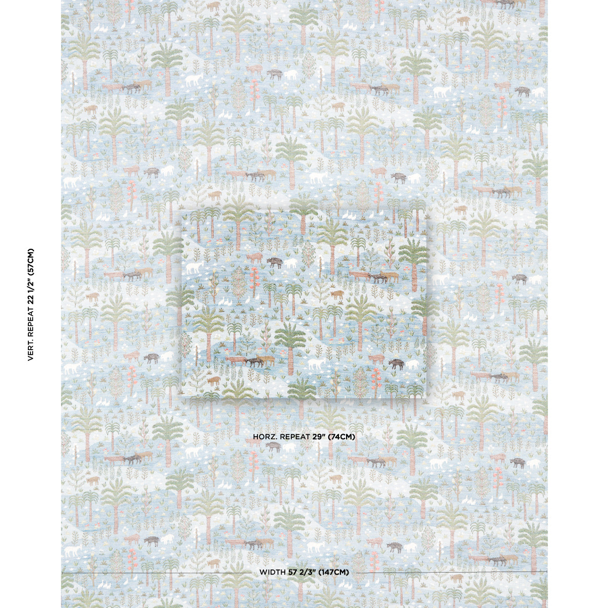 Schumacher Las Colinas Scenic Tapestry Blue Fabric - Eade's Wallpaper
