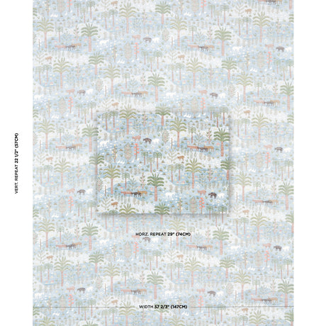 Schumacher Las Colinas Scenic Tapestry Blue Fabric - Eade's Wallpaper