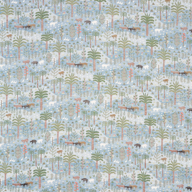 Schumacher Las Colinas Scenic Tapestry Blue Fabric - Eade's Wallpaper