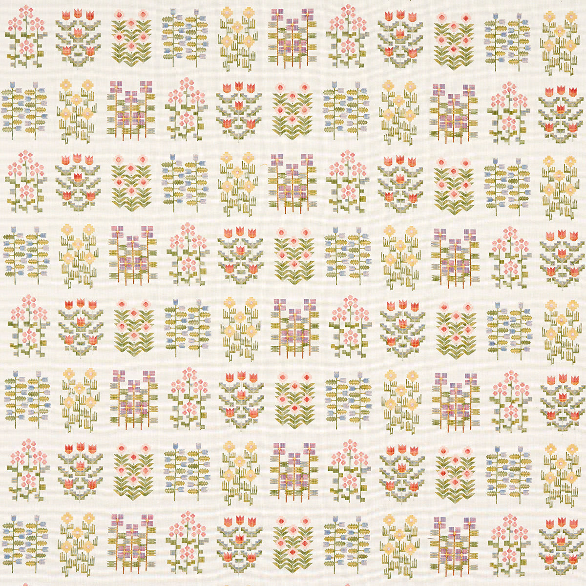 Schumacher Annika Floral Tapestry Multi On Ivory Fabric