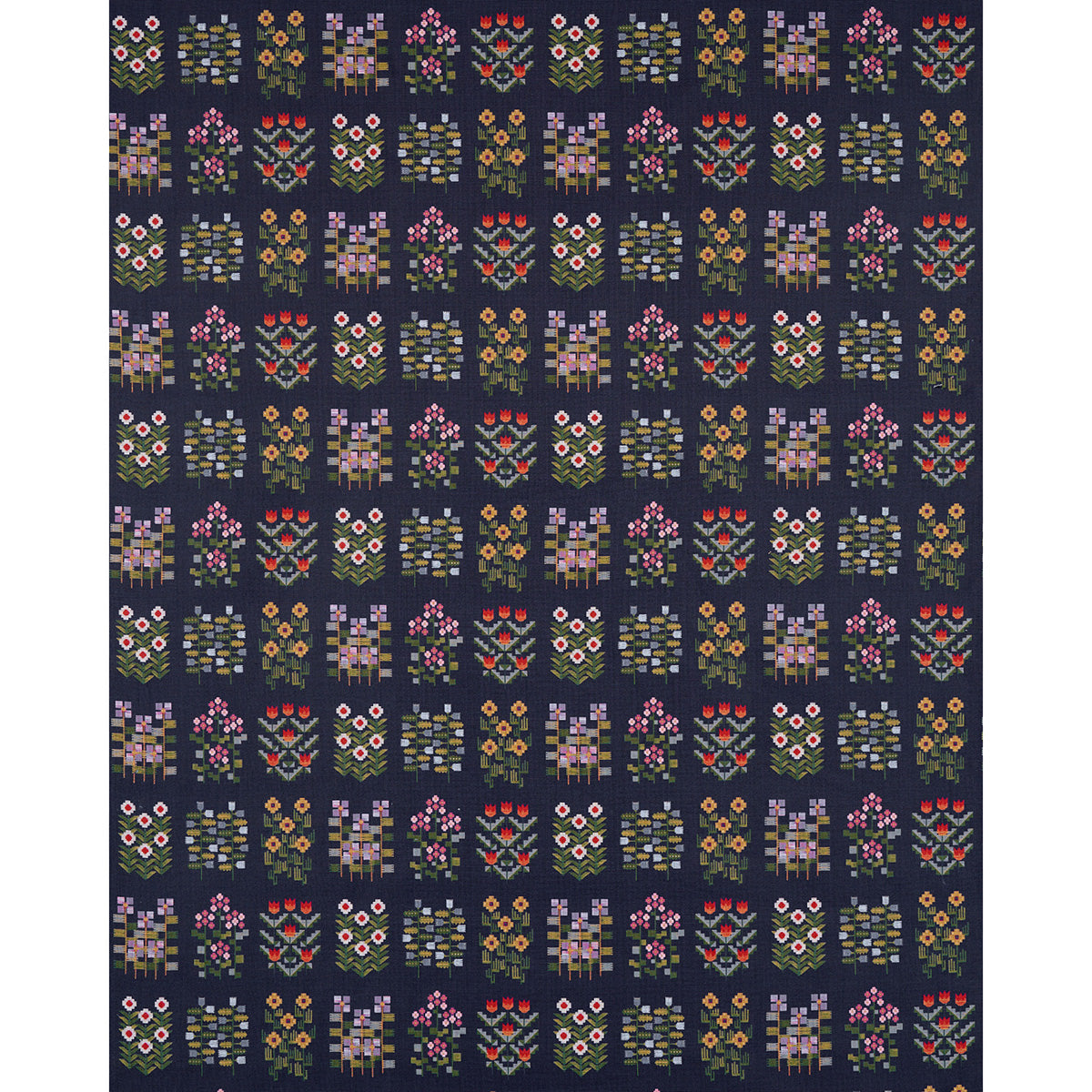 Schumacher Annika Floral Tapestry Multi On Navy Fabric