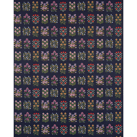 Schumacher Annika Floral Tapestry Multi On Navy Fabric