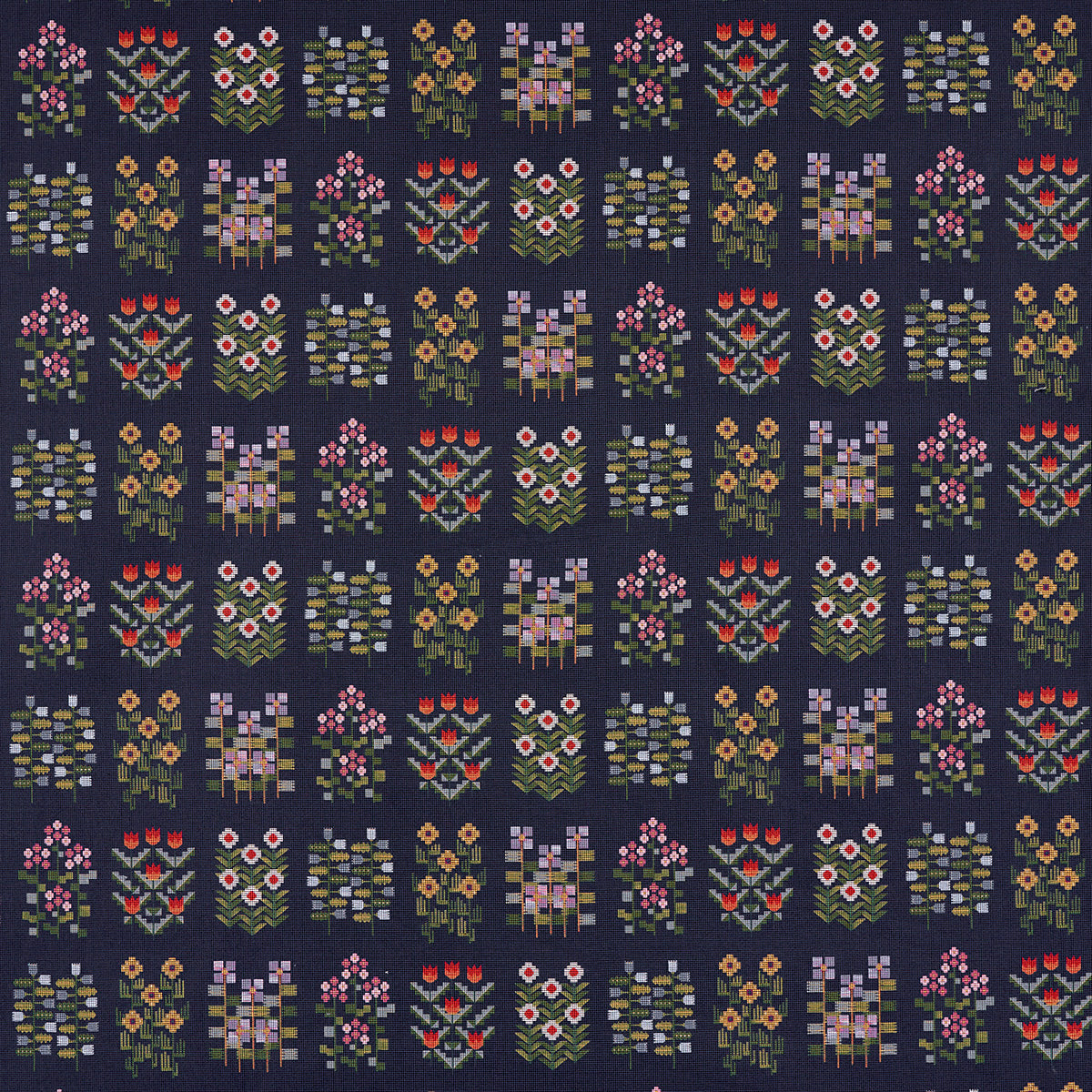 Schumacher Annika Floral Tapestry Multi On Navy Fabric