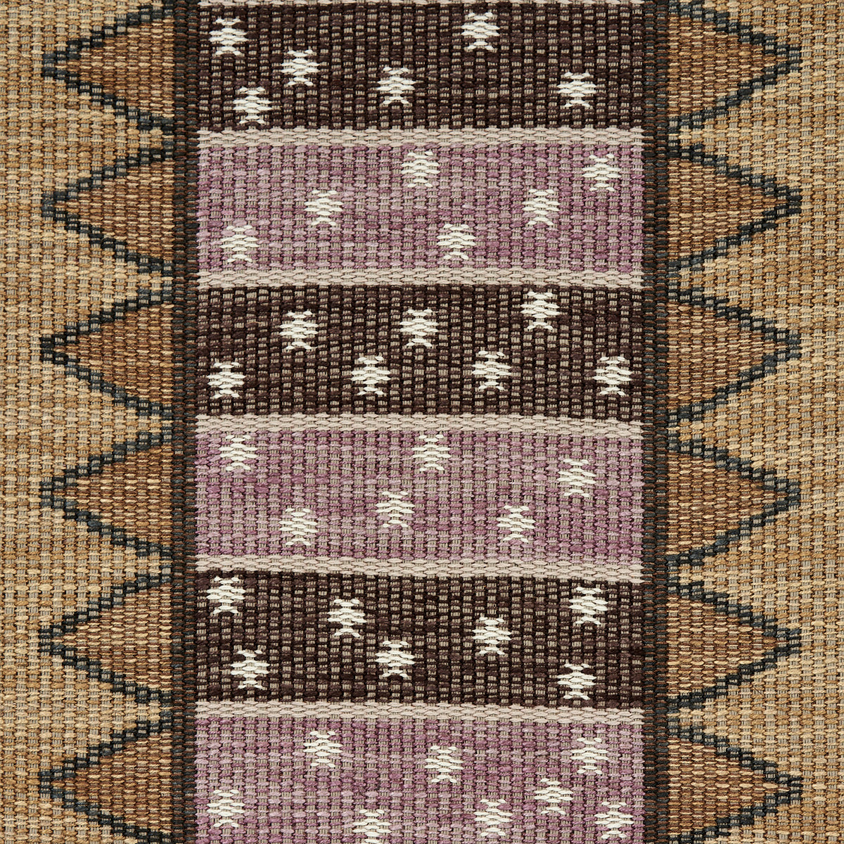 Schumacher Noor Kilim Stripe Aubergine Fabric - Eade's Wallpaper
