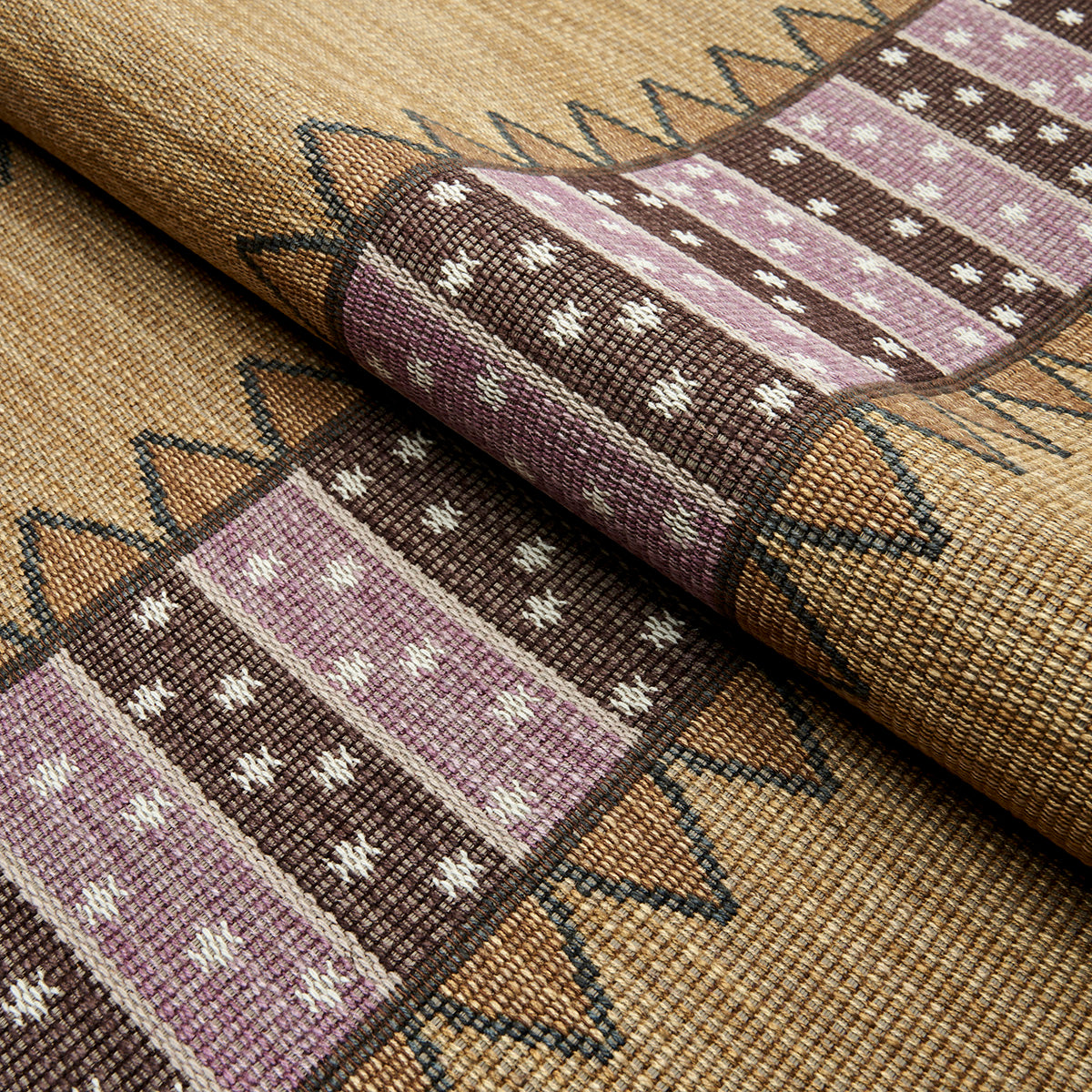 Schumacher Noor Kilim Stripe Aubergine Fabric - Eade's Wallpaper