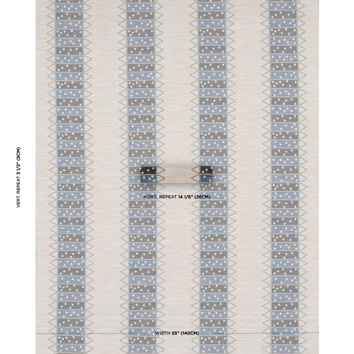 Schumacher Noor Kilim Stripe Indigo Fabric - Eade's Wallpaper