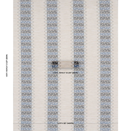 Schumacher Noor Kilim Stripe Indigo Fabric - Eade's Wallpaper