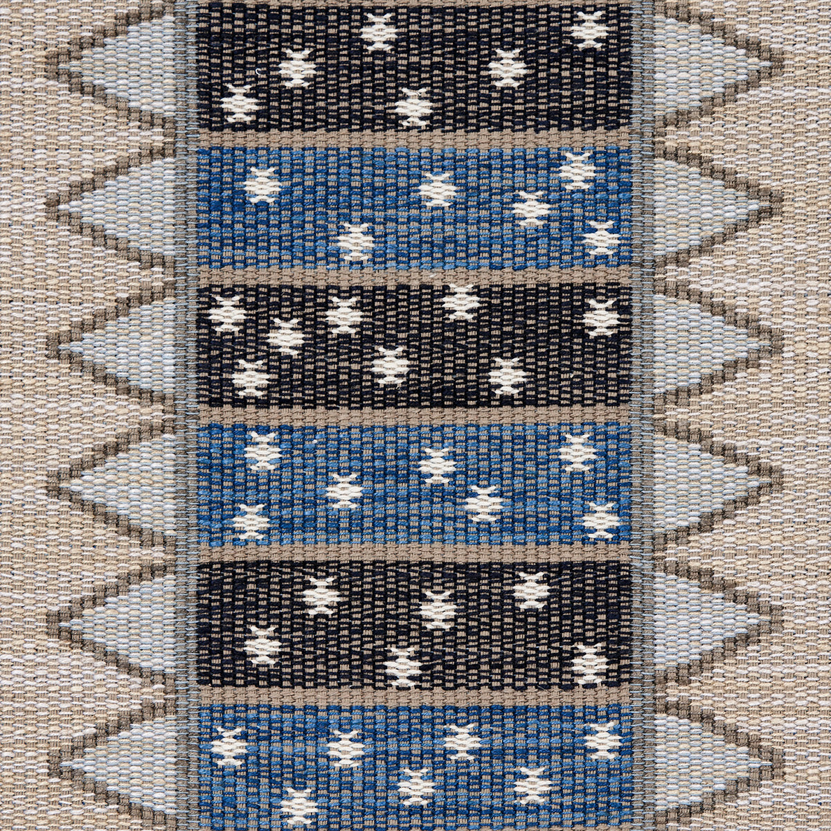 Schumacher Noor Kilim Stripe Indigo Fabric - Eade's Wallpaper