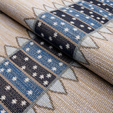 Schumacher Noor Kilim Stripe Indigo Fabric - Eade's Wallpaper