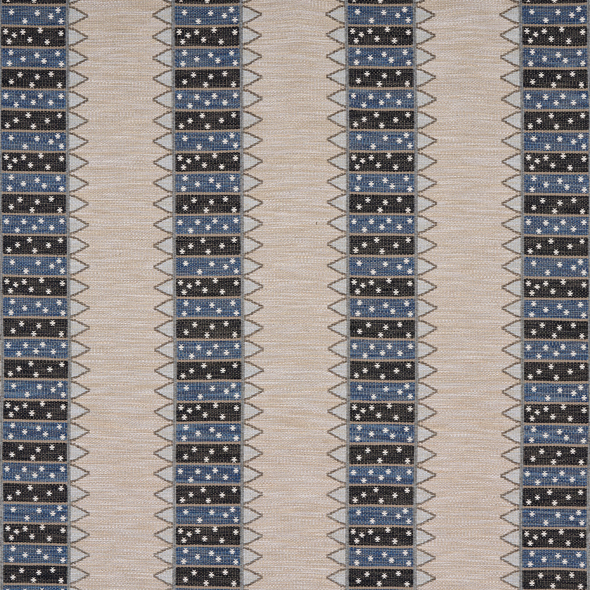 Schumacher Noor Kilim Stripe Indigo Fabric - Eade's Wallpaper