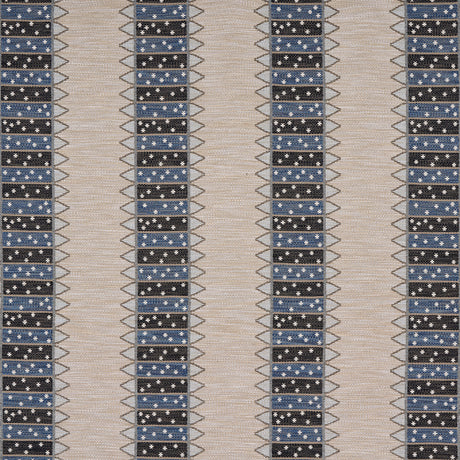 Schumacher Noor Kilim Stripe Indigo Fabric - Eade's Wallpaper