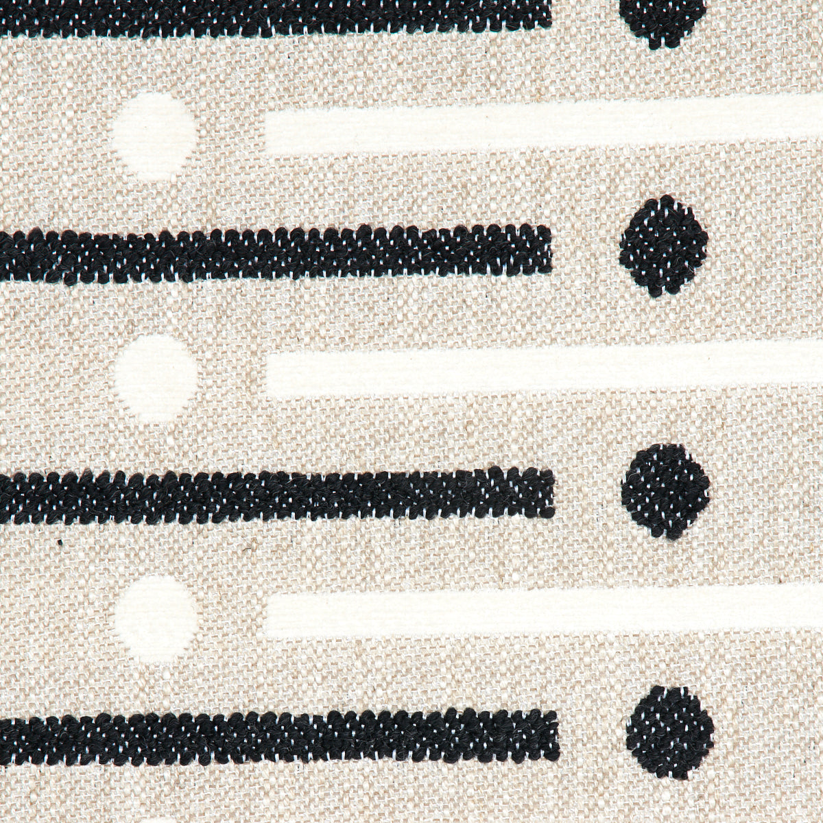 Schumacher Serapo Rustic Weave Carbon & Ivory Fabric - Eade's Wallpaper