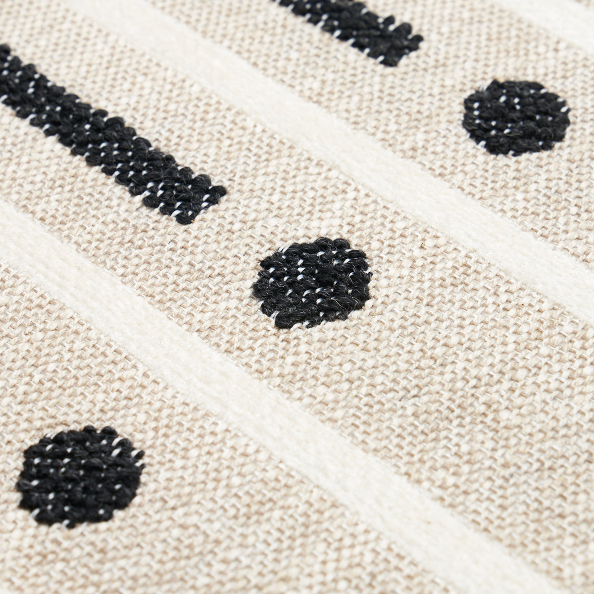 Schumacher Serapo Rustic Weave Carbon & Ivory Fabric - Eade's Wallpaper