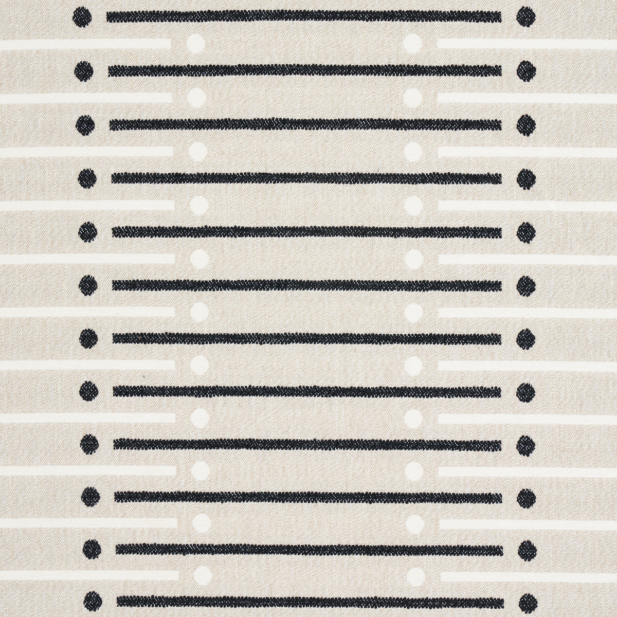 Schumacher Serapo Rustic Weave Carbon & Ivory Fabric - Eade's Wallpaper