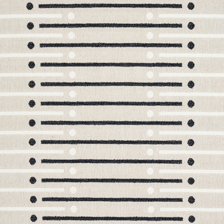 Schumacher Serapo Rustic Weave Carbon & Ivory Fabric - Eade's Wallpaper