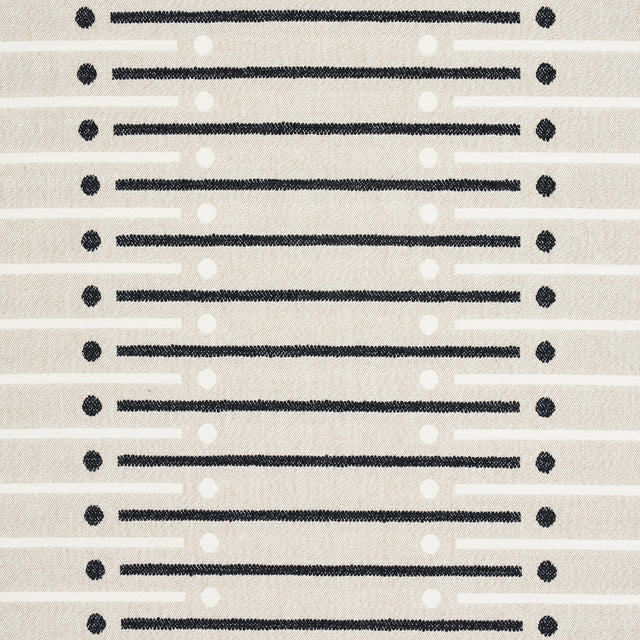Schumacher Serapo Rustic Weave Carbon & Ivory Fabric - Eade's Wallpaper