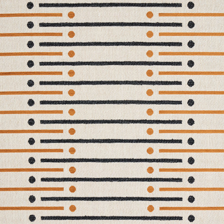 Schumacher Serapo Rustic Weave Carbon & Ochre Fabric - Eade's Wallpaper