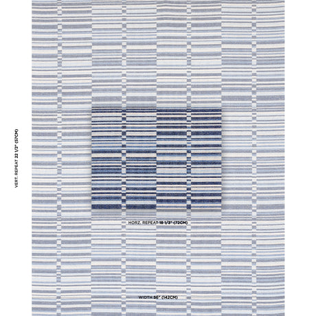 Schumacher Tierra Stripe Blue Fabric - Eade's Wallpaper