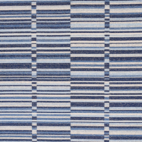 Schumacher Tierra Stripe Blue Fabric - Eade's Wallpaper
