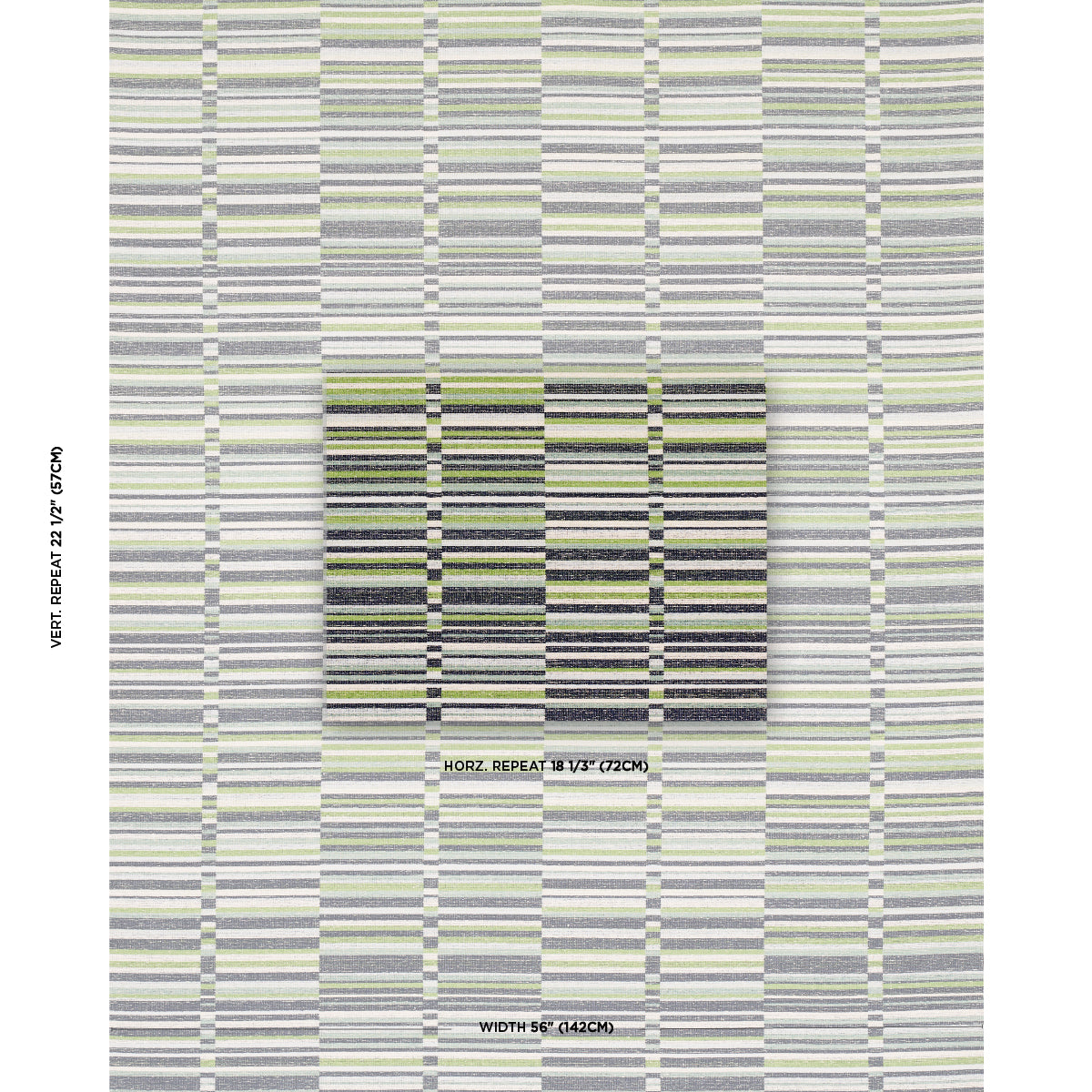 Schumacher Tierra Stripe Green & Blue Fabric - Eade's Wallpaper