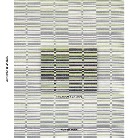 Schumacher Tierra Stripe Green & Blue Fabric - Eade's Wallpaper