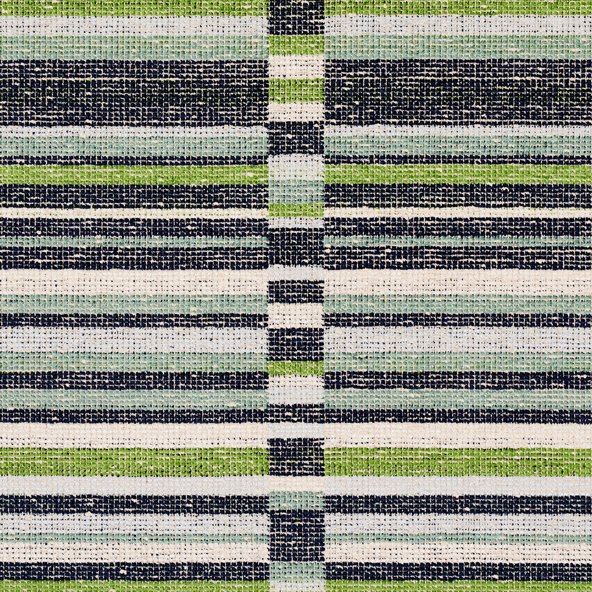 Schumacher Tierra Stripe Green & Blue Fabric - Eade's Wallpaper