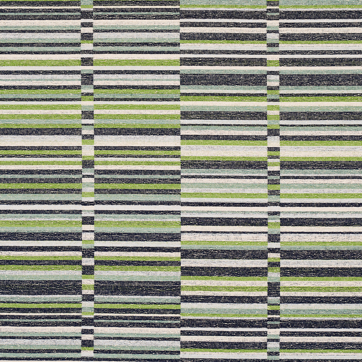 Schumacher Tierra Stripe Green & Blue Fabric - Eade's Wallpaper