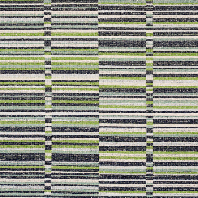 Schumacher Tierra Stripe Green & Blue Fabric - Eade's Wallpaper
