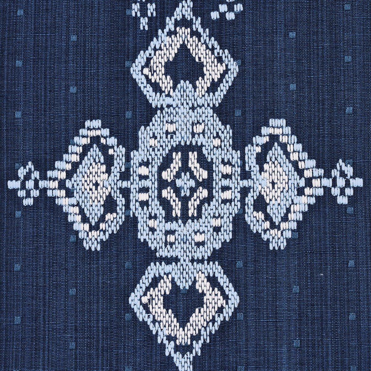 Schumacher Nadira Embroidery Indigo Fabric - Eade's Wallpaper