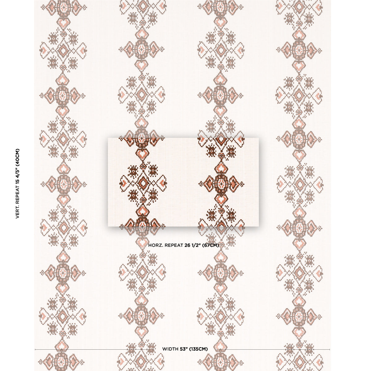 Schumacher Nadira Embroidery Cocoa Fabric - Eade's Wallpaper