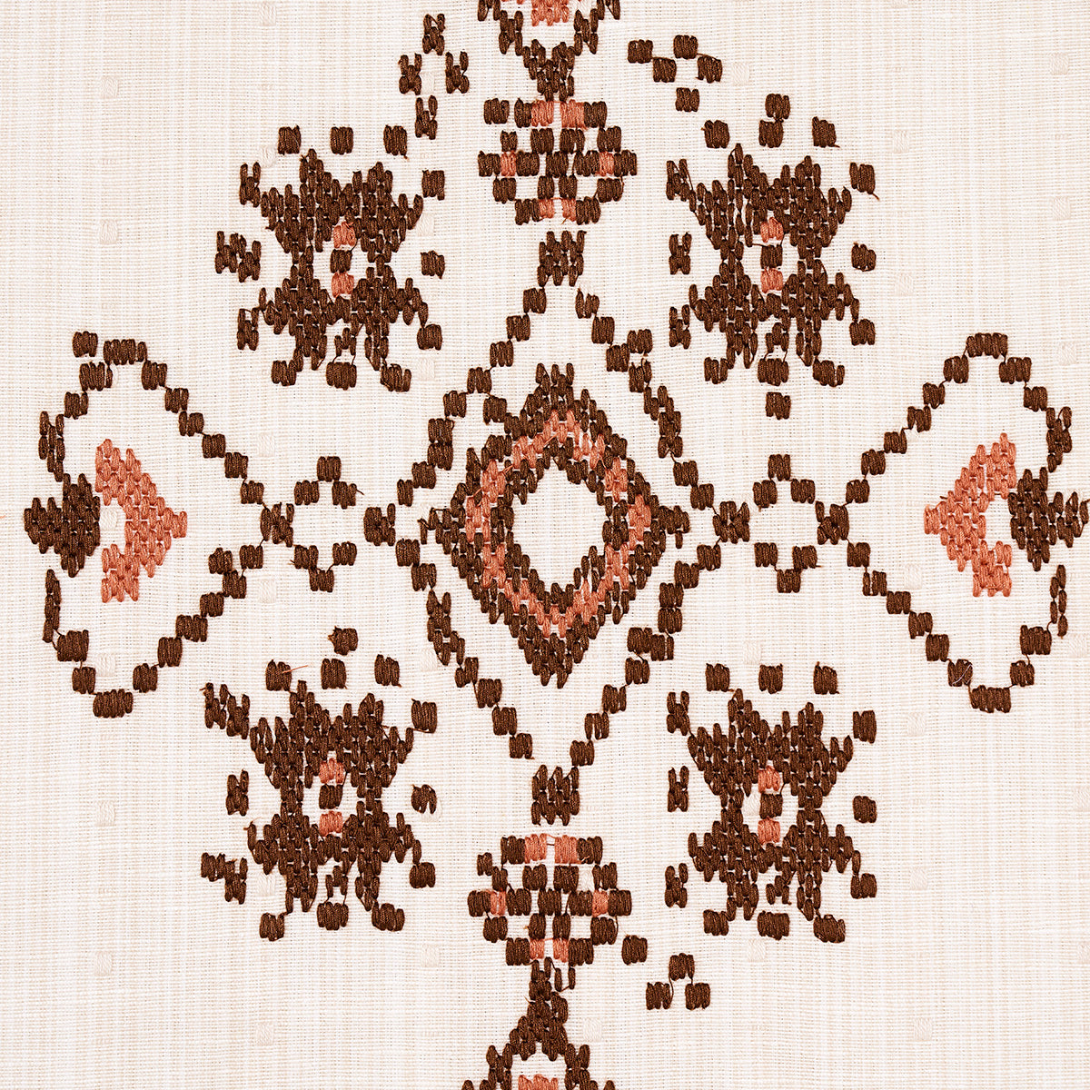 Schumacher Nadira Embroidery Cocoa Fabric - Eade's Wallpaper