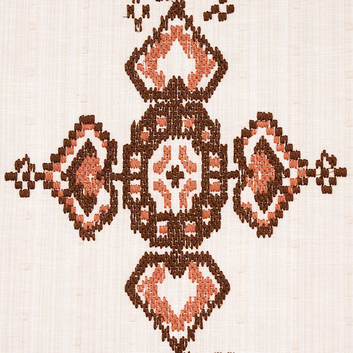 Schumacher Nadira Embroidery Cocoa Fabric - Eade's Wallpaper