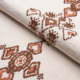 Schumacher Nadira Embroidery Cocoa Fabric - Eade's Wallpaper