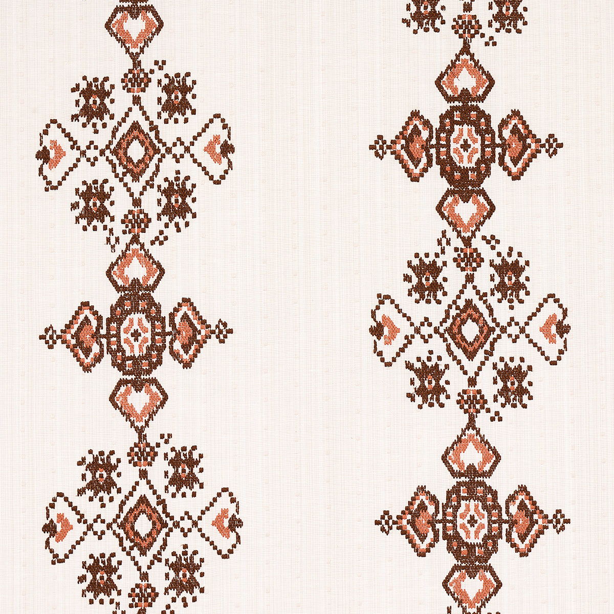 Schumacher Nadira Embroidery Cocoa Fabric - Eade's Wallpaper