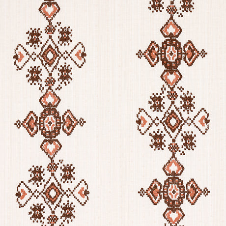 Schumacher Nadira Embroidery Cocoa Fabric - Eade's Wallpaper