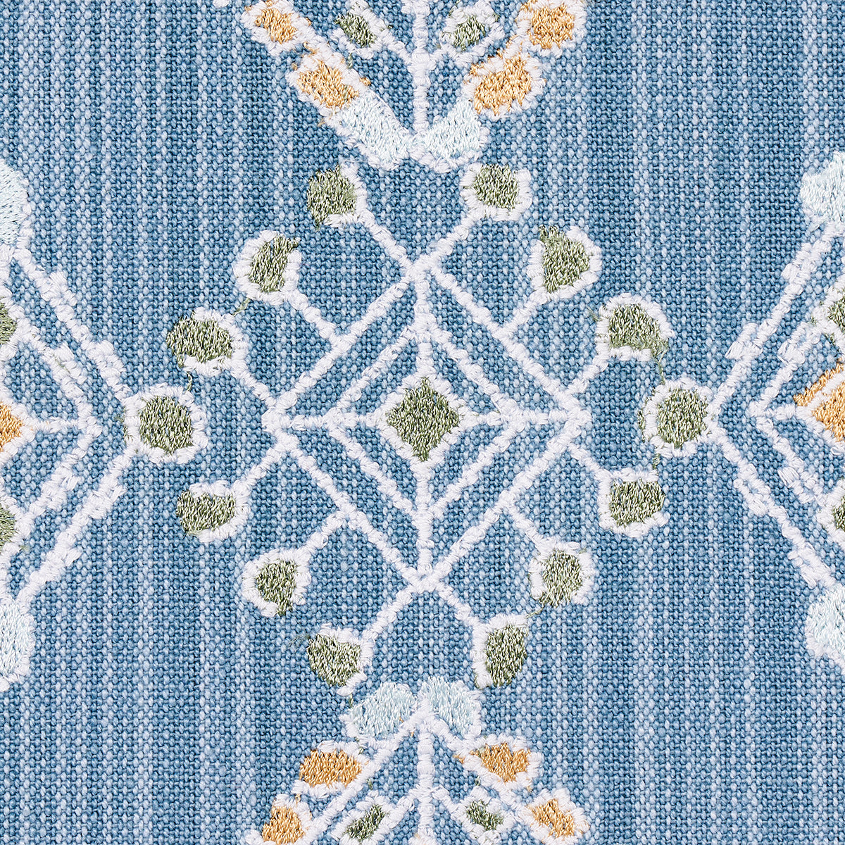 Schumacher Kalindi Embroidery Denim Fabric