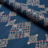 Schumacher Kalindi Embroidery Indigo Fabric
