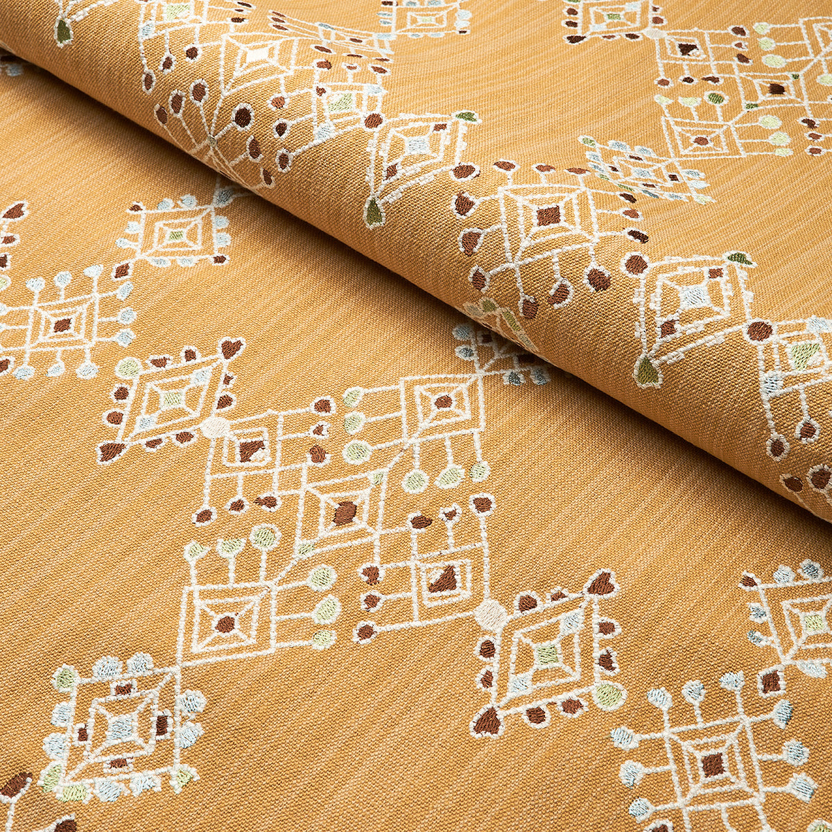 Schumacher Kalindi Embroidery Saffron Fabric
