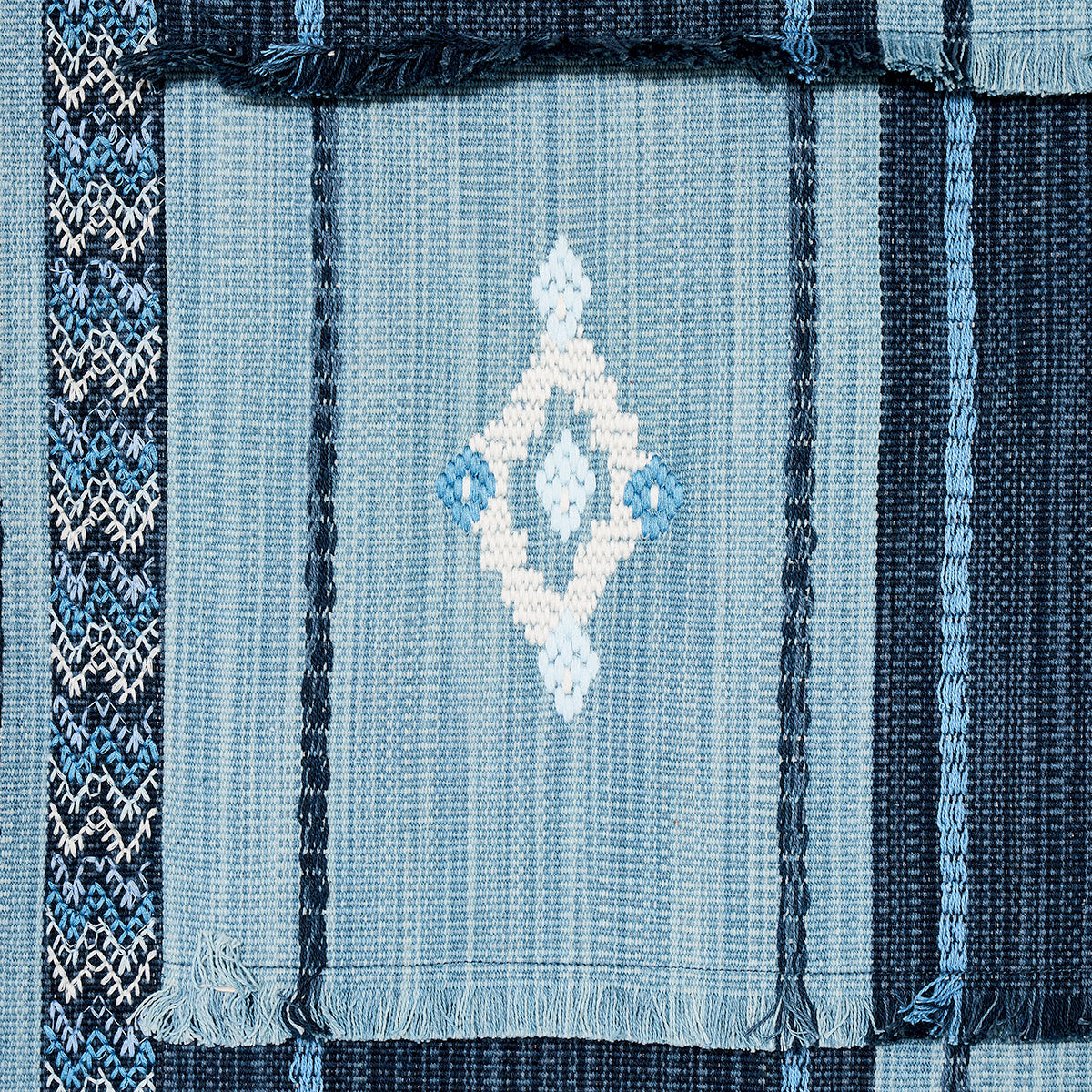 Schumacher Aravali Patchwork Denim And Indigo Fabric
