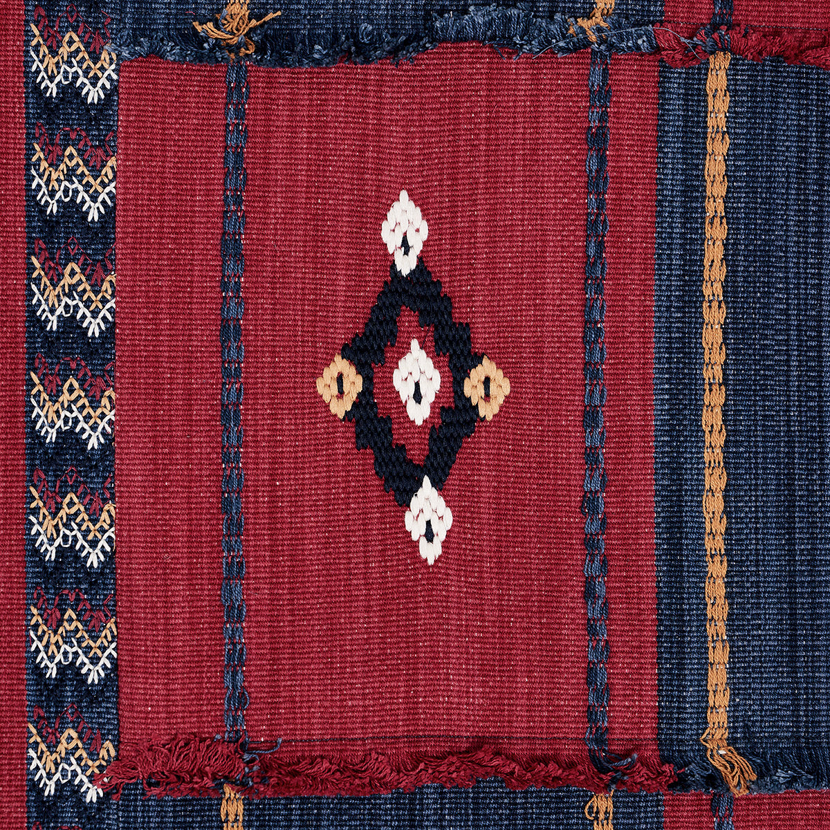 Schumacher Aravali Patchwork Cerise And Ink Fabric