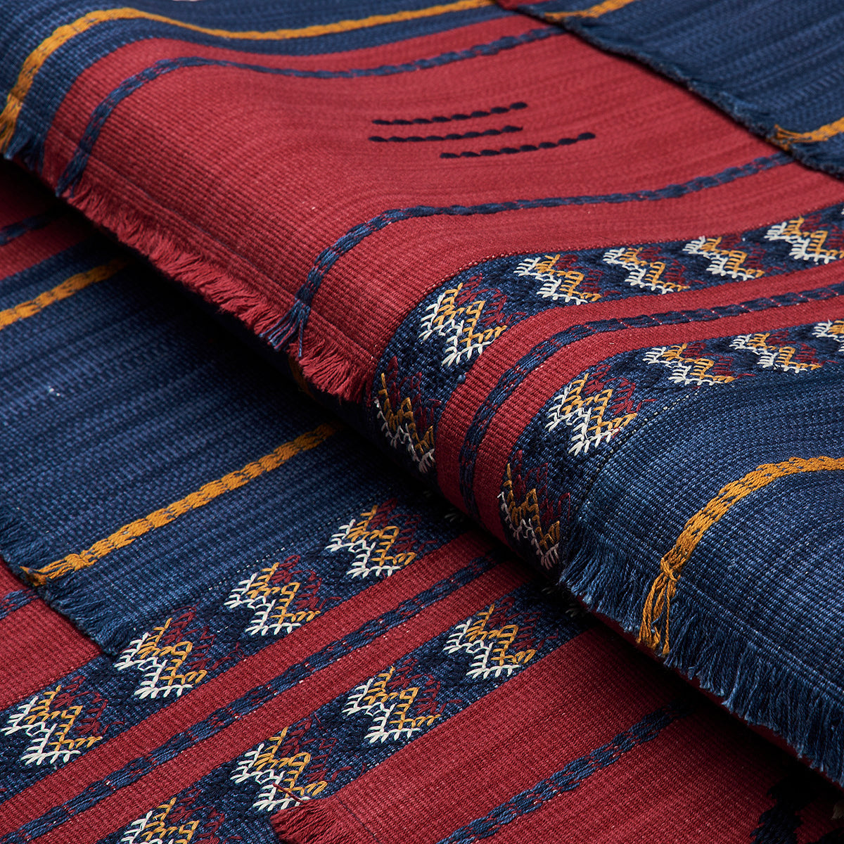 Schumacher Aravali Patchwork Cerise And Ink Fabric