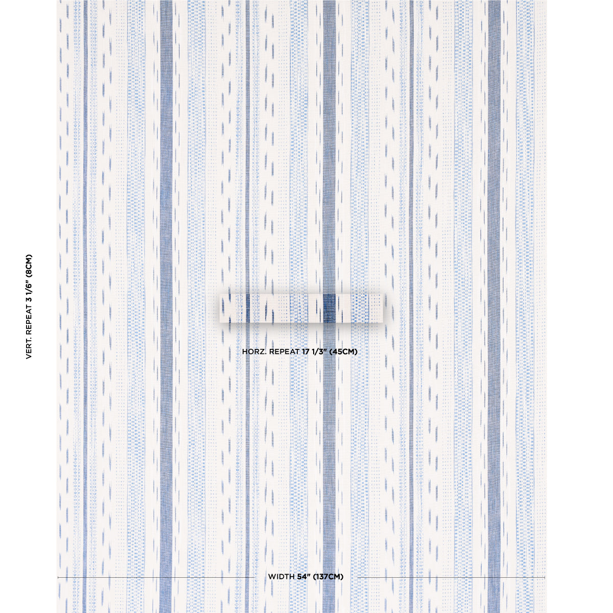 Schumacher Mirza Ikat Stripe Blue On Natural Fabric - Eade's Wallpaper