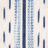 Schumacher Mirza Ikat Stripe Blue On Natural Fabric - Eade's Wallpaper