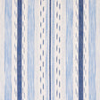 Schumacher Mirza Ikat Stripe Blue On Natural Fabric - Eade's Wallpaper