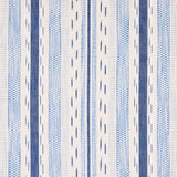Schumacher Mirza Ikat Stripe Blue On Natural Fabric - Eade's Wallpaper