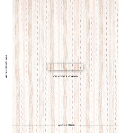 Schumacher Mirza Ikat Stripe Blush On Natural Fabric - Eade's Wallpaper